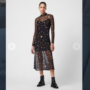 All Saints layered mesh dress with floral pattern. New with tags.